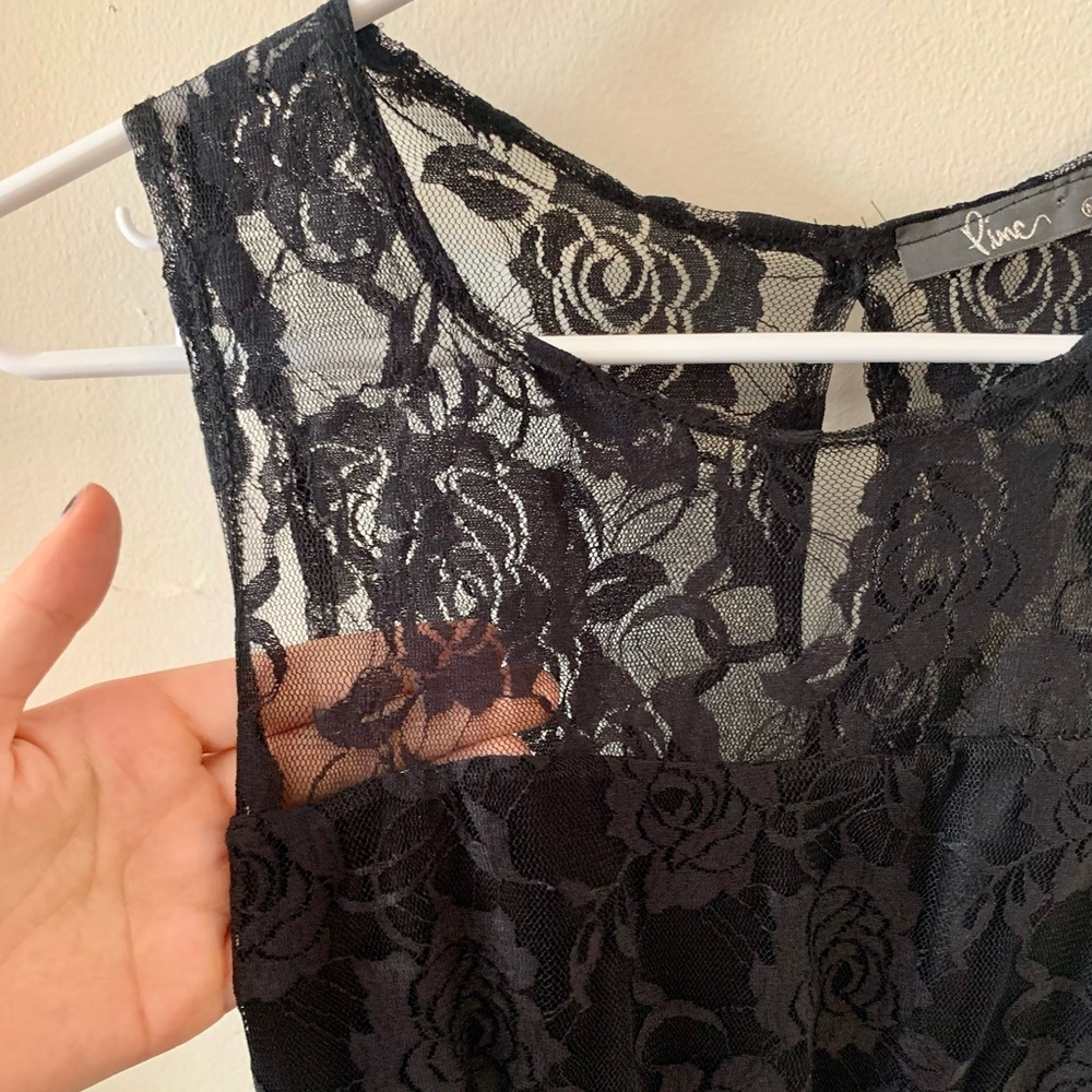 Pine Floral Black Dress